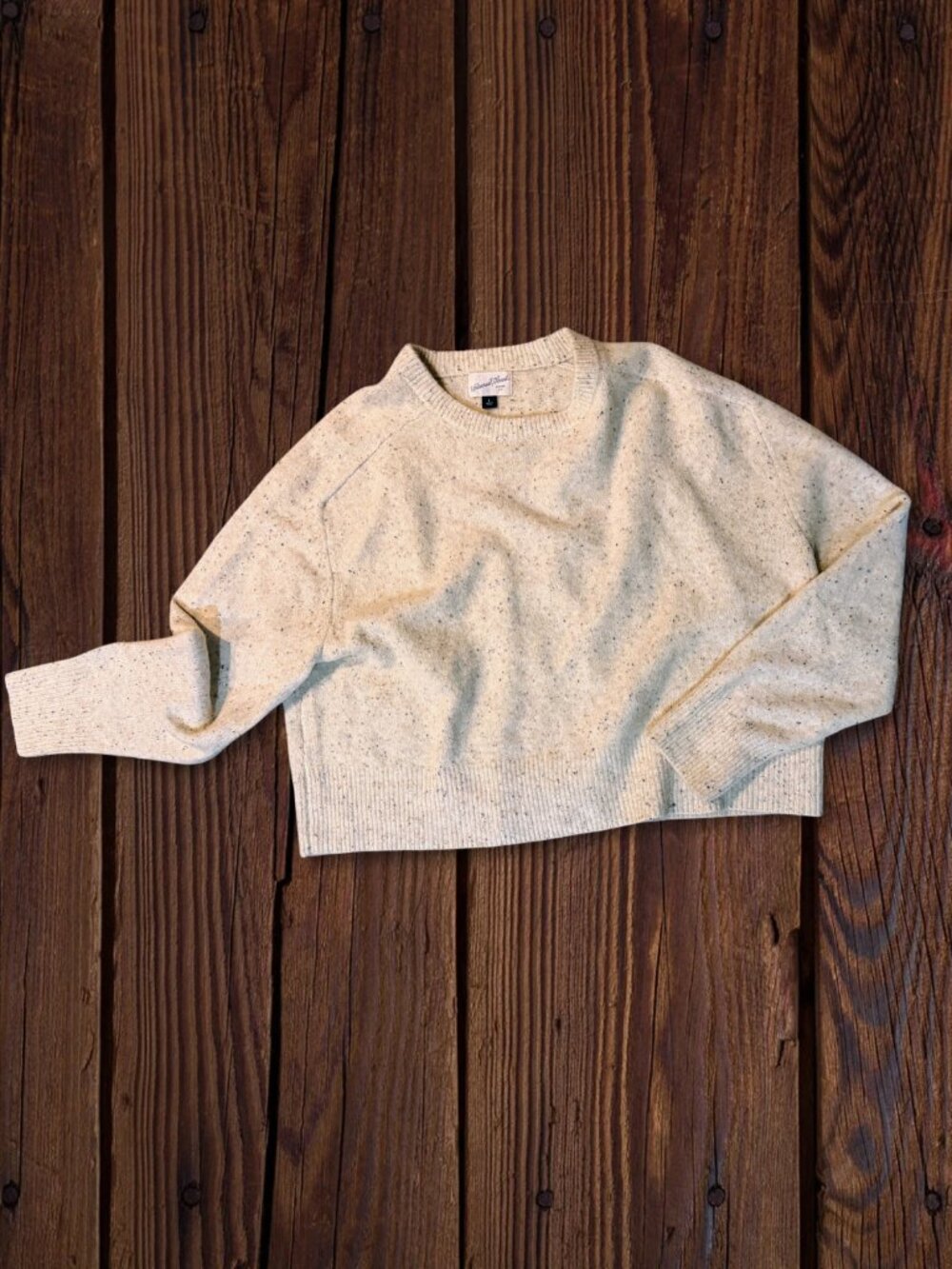 Universal Thread Cream Speckled Cropped Knit Sweater Size Large